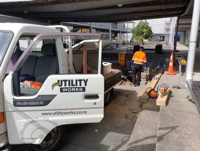 Utility Works crew on a rural site